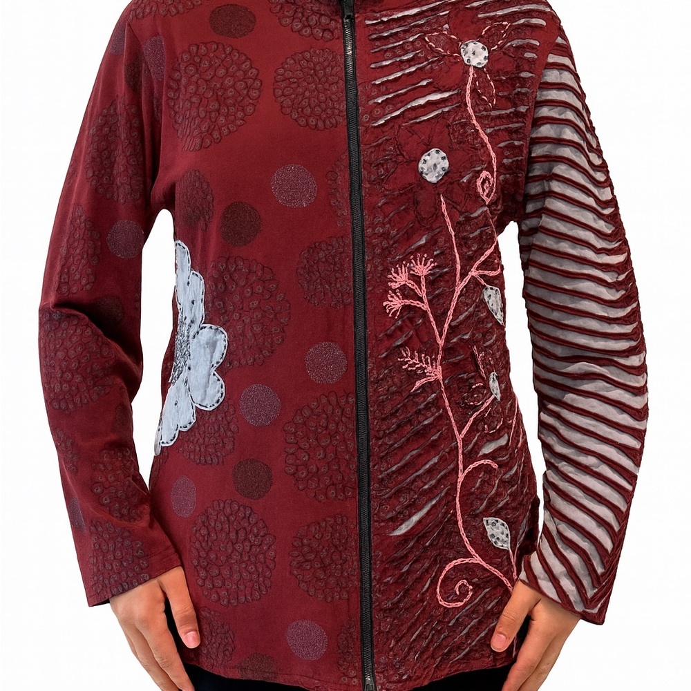 Women's Burgundy Floral Jacket